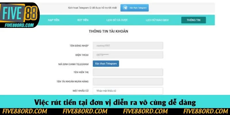 Việc rút tiền tại đơn vị diễn ra vô cùng dễ dàng